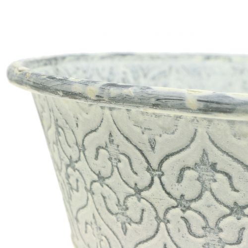 Floristik24 Ciotola in zinco con decoro crema lavato Ø35,5cm H9cm
