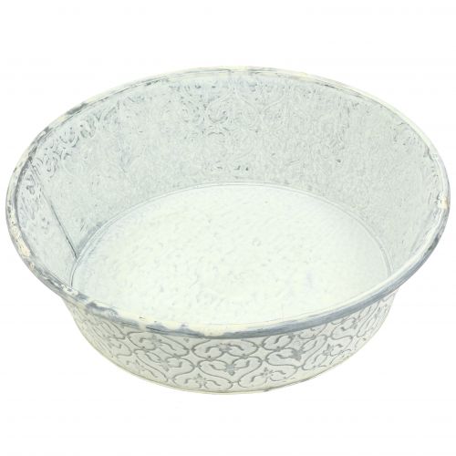 Floristik24 Ciotola in zinco con decoro crema lavato Ø35,5cm H9cm