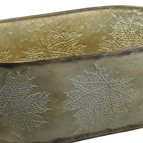 Prodotto Vaso autunnale, ciotola per piante con foglie, decorazione in metallo dorato L38cm H15cm