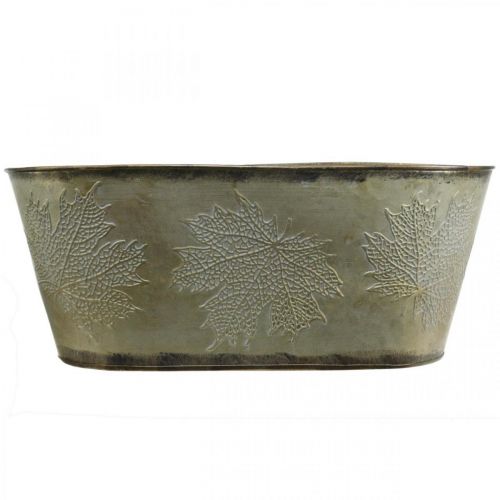 Prodotto Vaso autunnale, ciotola per piante con foglie, decorazione in metallo dorato L38cm H15cm