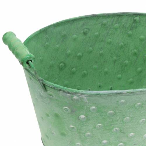 Floristik24 Vaso decorativo in metallo verde ovale 25,5x18,5cm H13cm