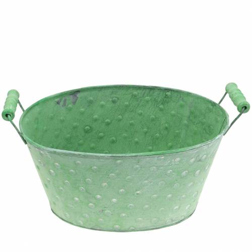 Floristik24 Vaso decorativo in metallo verde ovale 25,5x18,5cm H13cm