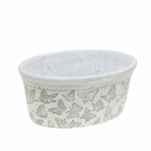 Floristik24 Vaso per piante bianco con farfalle 17cm x 12cm H8cm 2pz