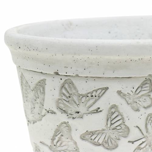 Floristik24 Ciotola portavasi bianca con farfalle 21 cm x 14 cm H9,5 cm 2 pezzi