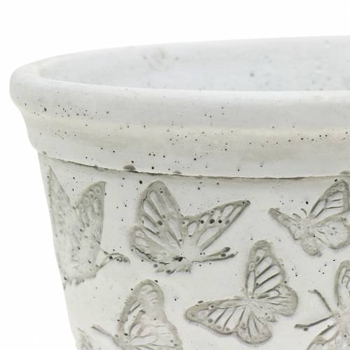 Floristik24 Vaso per piante bianco con farfalle 17cm x 12cm H8cm 2pz