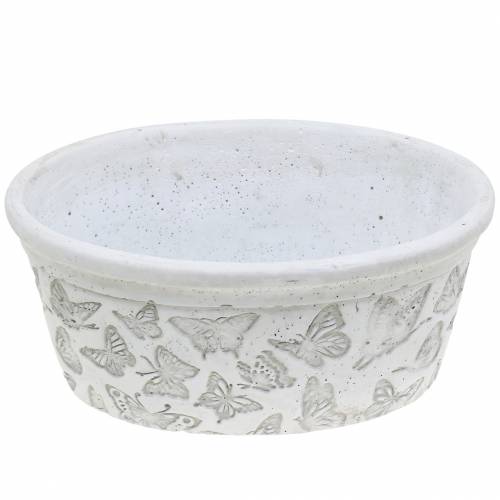 Floristik24 Ciotola portavasi bianca con farfalle 21 cm x 14 cm H9,5 cm 2 pezzi