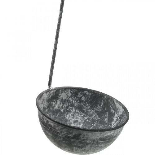 Floristik24 Cazzuola decorativa in metallo, ciotola decorativa per appendere Grigio Ø13cm