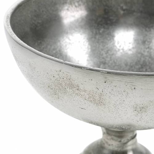 Floristik24 Ciotola con piede in metallo argentato Ø16cm decoro da tavola, aspetto antico
