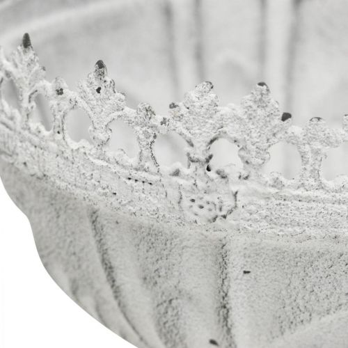 Floristik24 Ciotola per tazza in metallo, ciotola decorativa bianca, aspetto antico Ø15,5 cm