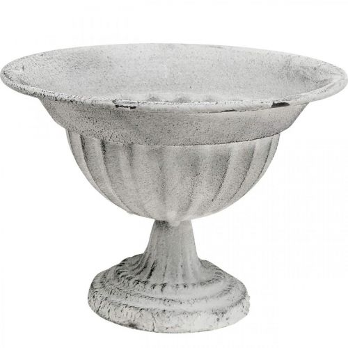Coppa ciotola calice decorativo bianco in metallo Ø16 cm H11,5 cm