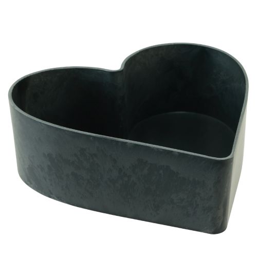 Floristik24 Ciotola decorativa in plastica cuore antracite 24/21 cm set da 2