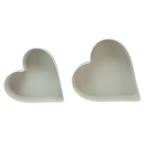 Prodotto Ciotola decorativa in plastica cuore bianco grigio 24/21 cm set da 2