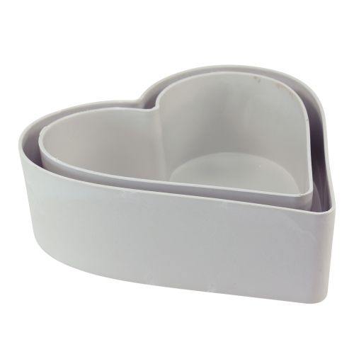 Prodotto Ciotola decorativa in plastica cuore bianco grigio 24/21 cm set da 2