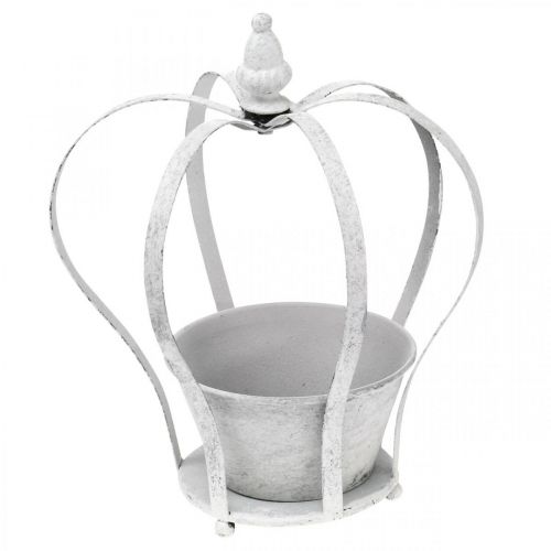 Floristik24 Corona decorativa per piantare, shabby chic, corona in metallo, decorazione da giardino sbiancata, set di 2
