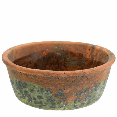 Portavaso fioriera vintage in argilla naturale Ø24,5cm H9,5cm