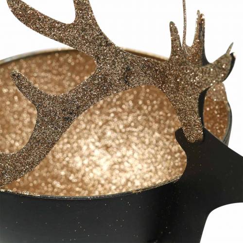 Prodotto Ciotola con Testa di Renna Nero, Metallo Dorato Ø11/14cm Set di 2