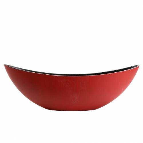 Floristik24 Ciotola decorativa ovale rossa, nera 38,5 cm x 12,5 cm H10 cm