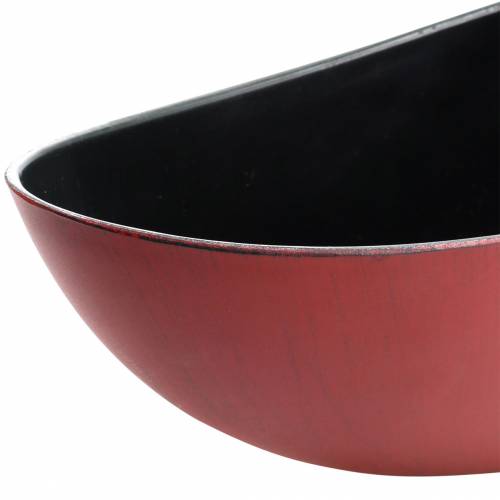 Floristik24 Ciotola decorativa ovale rossa, nera 38,5 cm x 12,5 cm H10 cm