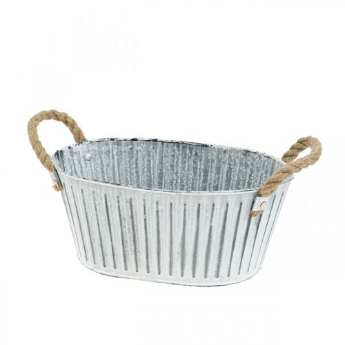 Floristik24 Fioriera con manici, fioriera in metallo, ciotola decorativa per piantare L28cm