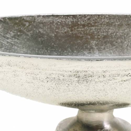 Floristik24 Ciotola ovale con base in metallo argentato 20,5cm H7cm