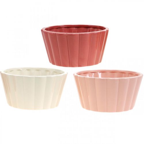 Floristik24 Ciambella portavasi, teglia con fioriera, decorazione in ceramica H8cm Ø15.5cm 3pz