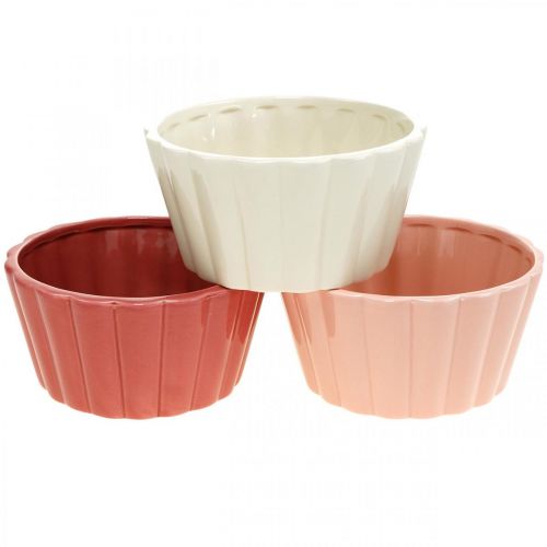 Floristik24 Ciambella portavasi, teglia con fioriera, decorazione in ceramica H8cm Ø15.5cm 3pz
