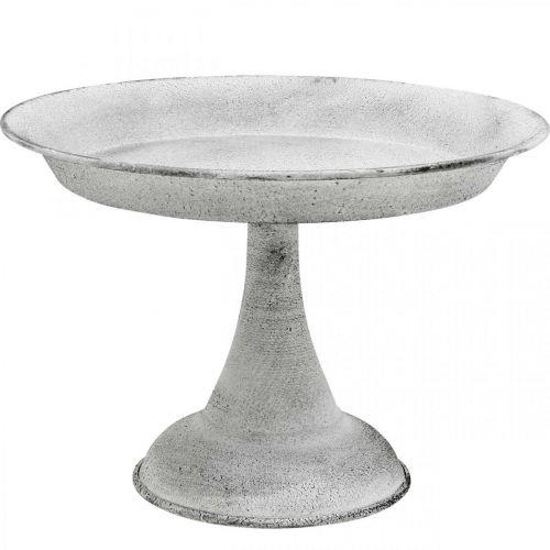 Floristik24 Ciotola decorativa con piede piatto decorativo in metallo bianco Ø22cm H15,5cm