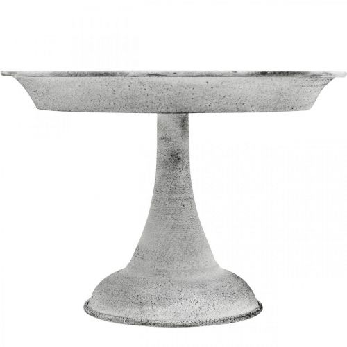 Floristik24 Ciotola decorativa con piede piatto decorativo in metallo bianco Ø22cm H15,5cm