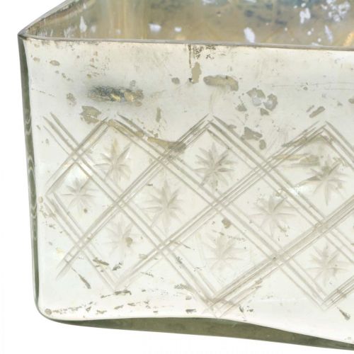 Barattolo in vetro con coperchio in vetro shabby decoro champagne 14×14×14,5 cm
