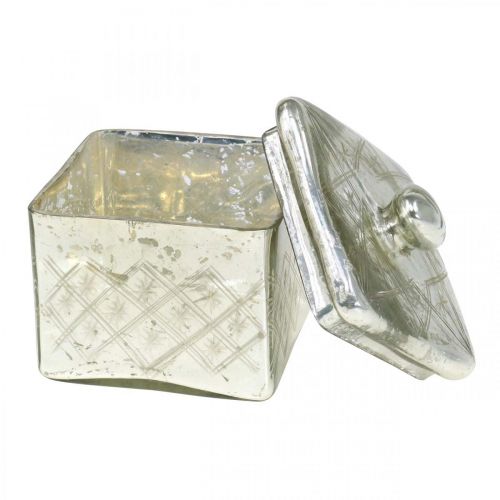 Floristik24 Barattolo in vetro con coperchio in vetro shabby decoro champagne 14×14×14,5cm