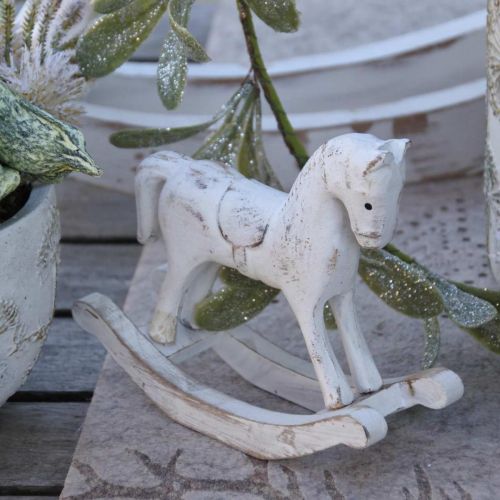 Floristik24 Cavallo a dondolo decorativo Natale bianco marrone 26x6x23cm