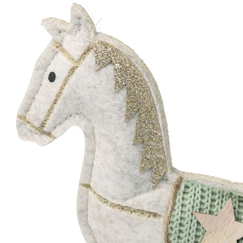 Prodotto Decorazione cavallo a dondolo natalizio crema 20x4,5x22cm 2 pz