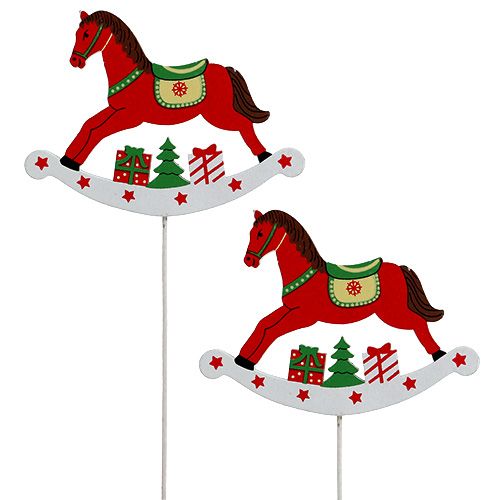 Floristik24 Cavallo a dondolo su bastone rosso 8,5 cm 16 pz