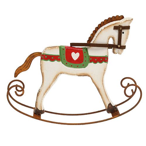 Floristik24 Cavallo a dondolo in legno L16cm H13cm