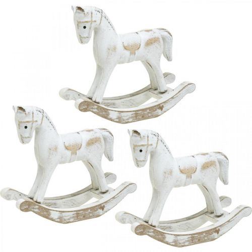 Floristik24 Cavallo a dondolo decorativo Natale bianco 13x4,5x11,5cm 3pz