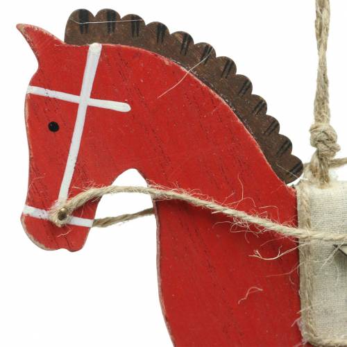 Floristik24 Cavallo a dondolo da appendere legno rosso H17cm 3pz Decorazioni albero nostalgico