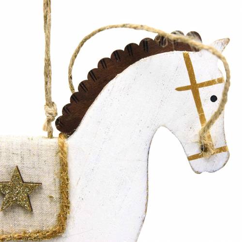 Floristik24 Cavallo a dondolo da appendere in legno bianco H17cm 3pz Natale in stile vintage