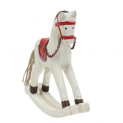 Floristik24 Cavallo a dondolo in legno rosso, bianco 19 cm x 15 cm