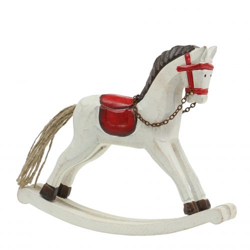 Floristik24 Cavallo a dondolo in legno rosso, bianco 19 cm x 15 cm