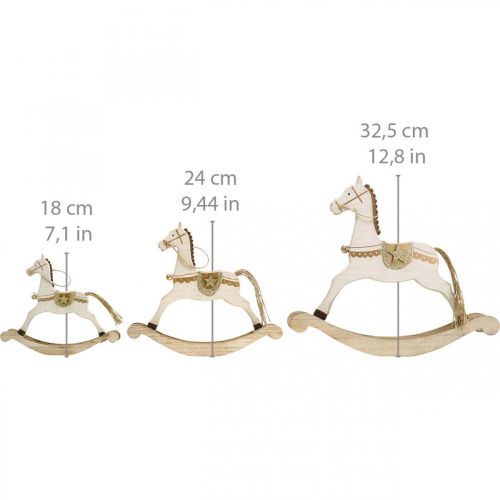 Prodotto Cavallo a dondolo in legno, decoro natalizio Bianco Dorato H32.5cm