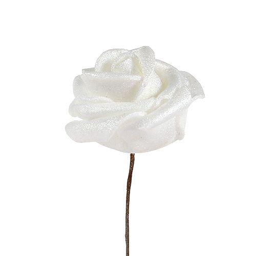 Prodotto Rose bianche in schiuma con madreperla Ø2,5cm 120 pezzi
