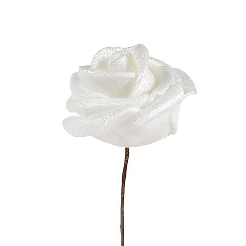 Floristik24 Rose in schiuma bianche con madreperla Ø2,5 cm 120 pz