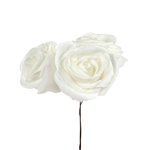 Floristik24 Rose in schiuma bianche con madreperla Ø6cm 24 pz