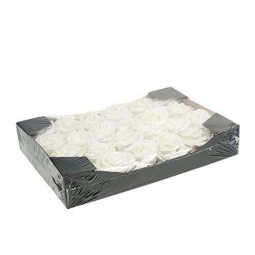 Floristik24 Rose in schiuma bianche con madreperla Ø6cm 24 pz
