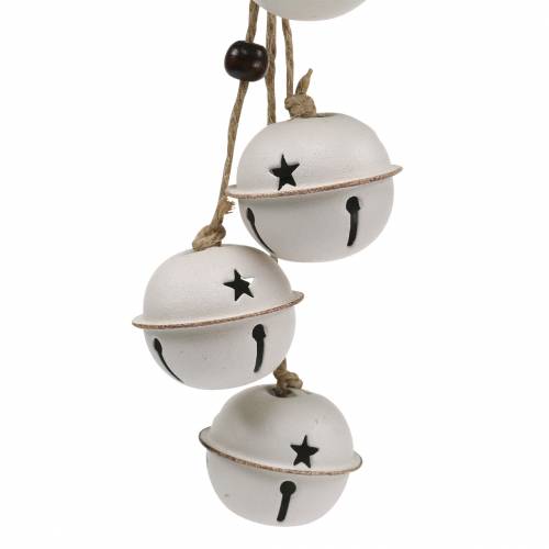 Floristik24 Campanelli con stella sul nastro da appendere Bianco L30cm 2pz