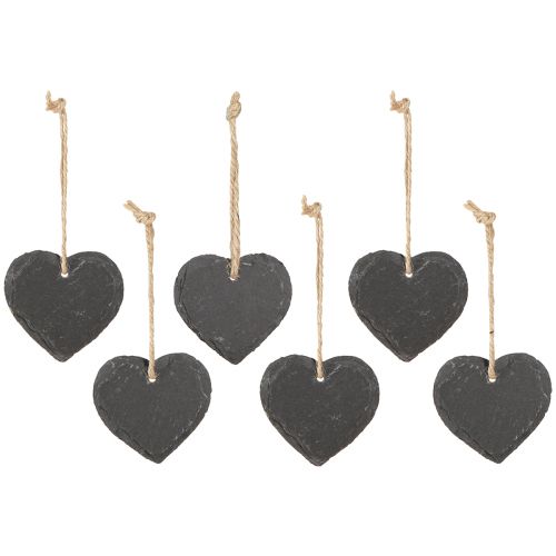 Prodotto Lavagna in ardesia piccolo cuore da appendere nera 7,5 cm 6 pezzi