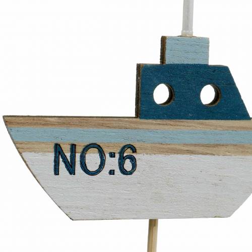 Prodotto Tappi decorativi nave legno bianco blu natura 8cm H37cm 24p