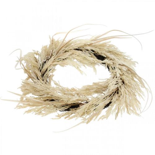 Floristik24 Corona decorativa erba di pampa e crema di canna artificiale 70 cm