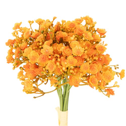 Ramo artificiale di gypsophila arancione per composizioni floreali, 30 cm, 10 pezzi