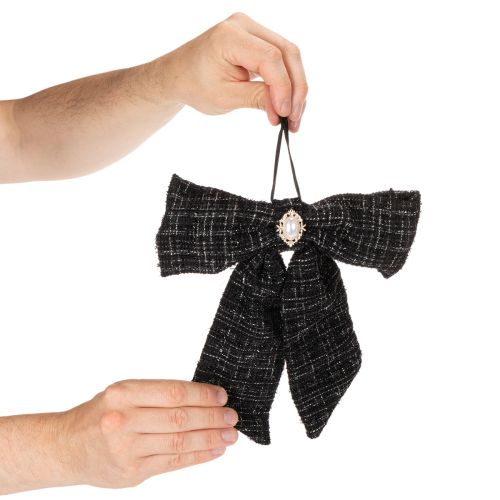 Fiocco in tessuto con spilla e gancio, a quadri, 24 cm, 2 pezzi | Floristik24.it